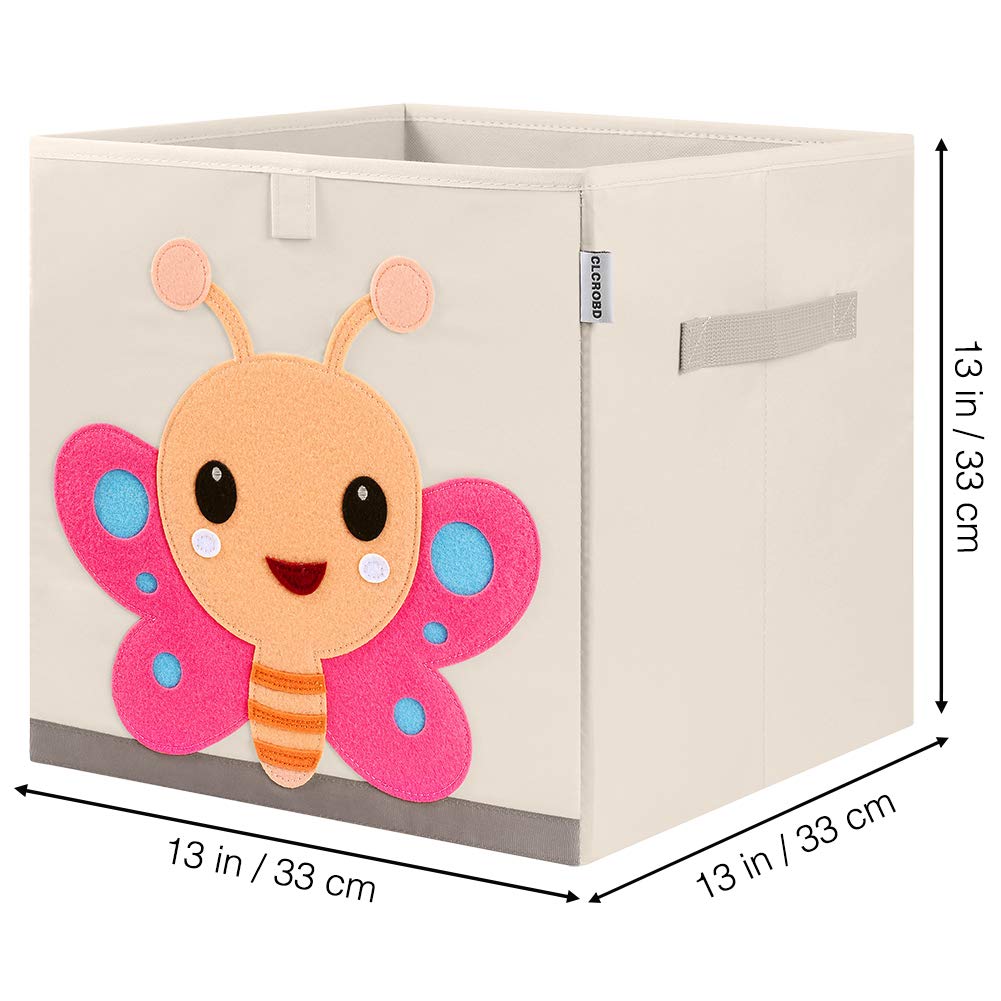 Clcrobd Foldable Animal Cube Storage Bins Fabric Toy Box/Chest/Organizer For Kids Nursery, 13 Inch (Butterfly)